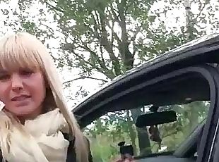 Pretty blonde Czech girl sex on a car