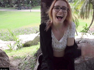 Public Agent Russian 18 Babe Flashing &amp; Swallow Cum in Park