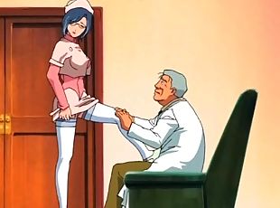 Old man sucked on by the young nurse
